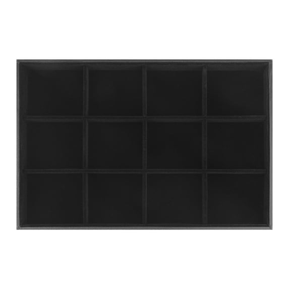 Unique Bargains Velvet Jewelry Boxes Organizer Trays with Removable Dividers for Drawers Black 12 Grid Tray