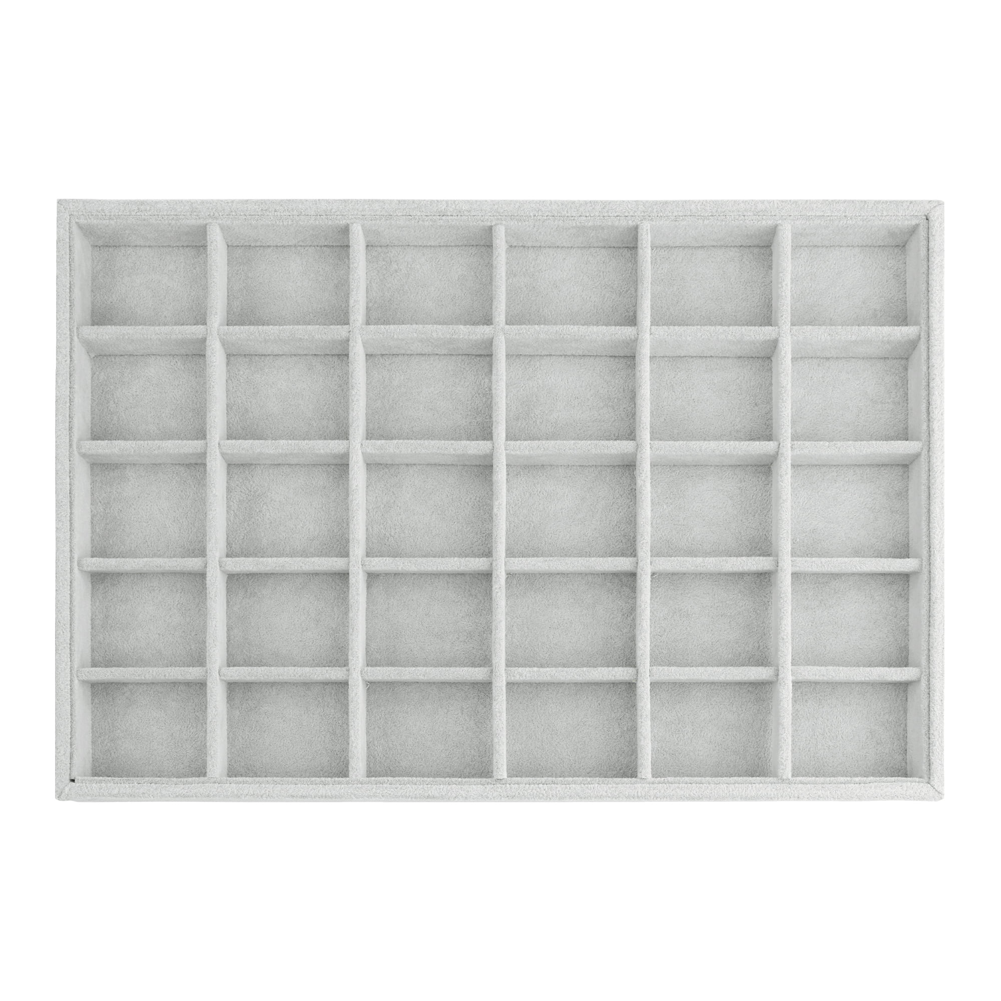 Unique Bargains Velvet Jewelry Organizer Trays with Removable Dividers Grey-30 Grid Tray