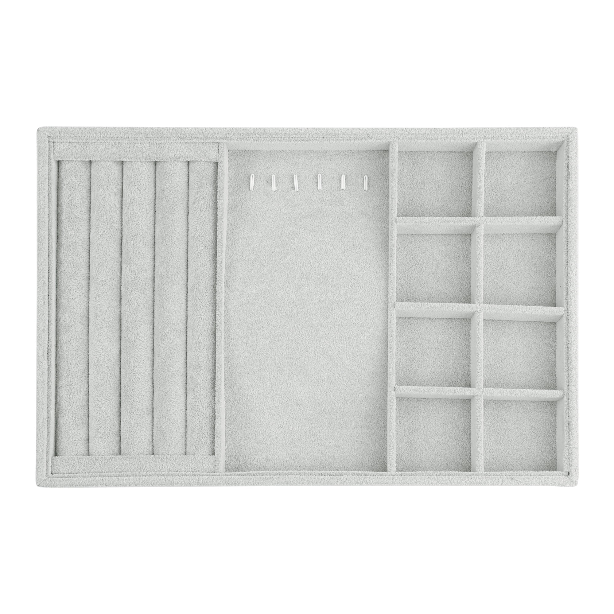 Unique Bargains Velvet Jewelry Organizer Trays with Removable Dividers Grey