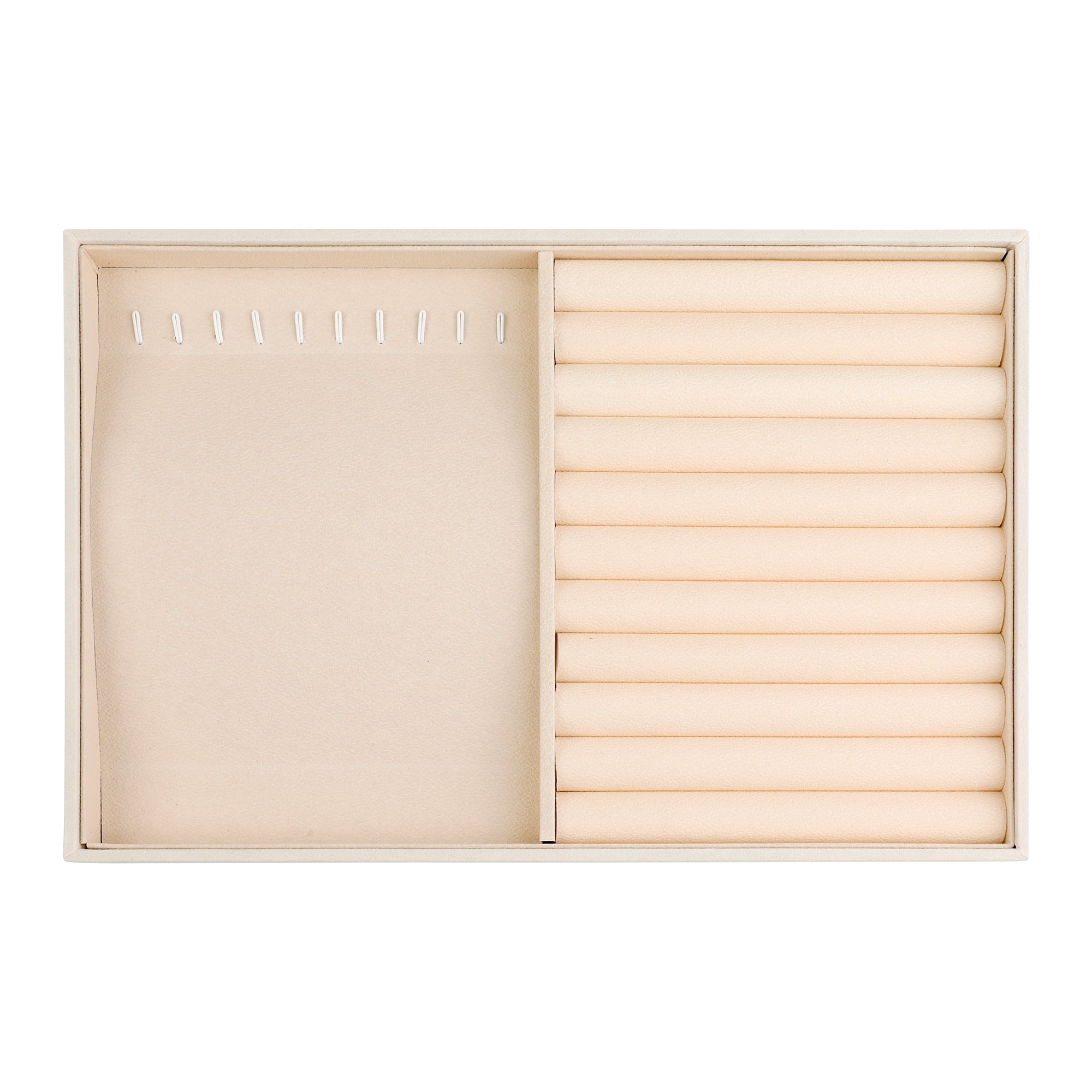 Unique Bargains Velvet Jewelry Organizer Trays with Removable Dividers Yellow for Necklace