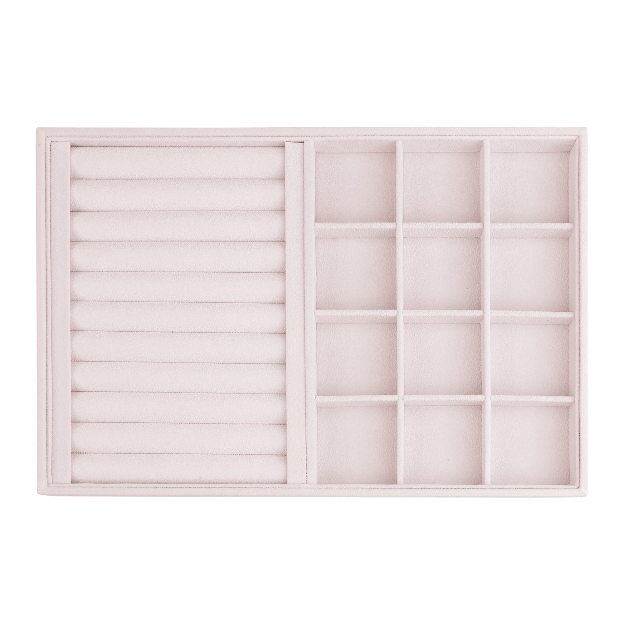 Unique Bargains Velvet Jewelry Organizers Trays with Removable Dividers Light Pink