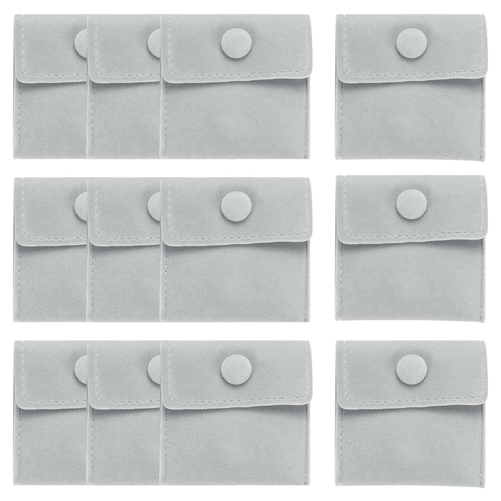 Unique Bargains Velvet Jewelry Pouches with Snap Button Jewelry Storage Bags 20Pcs Gray