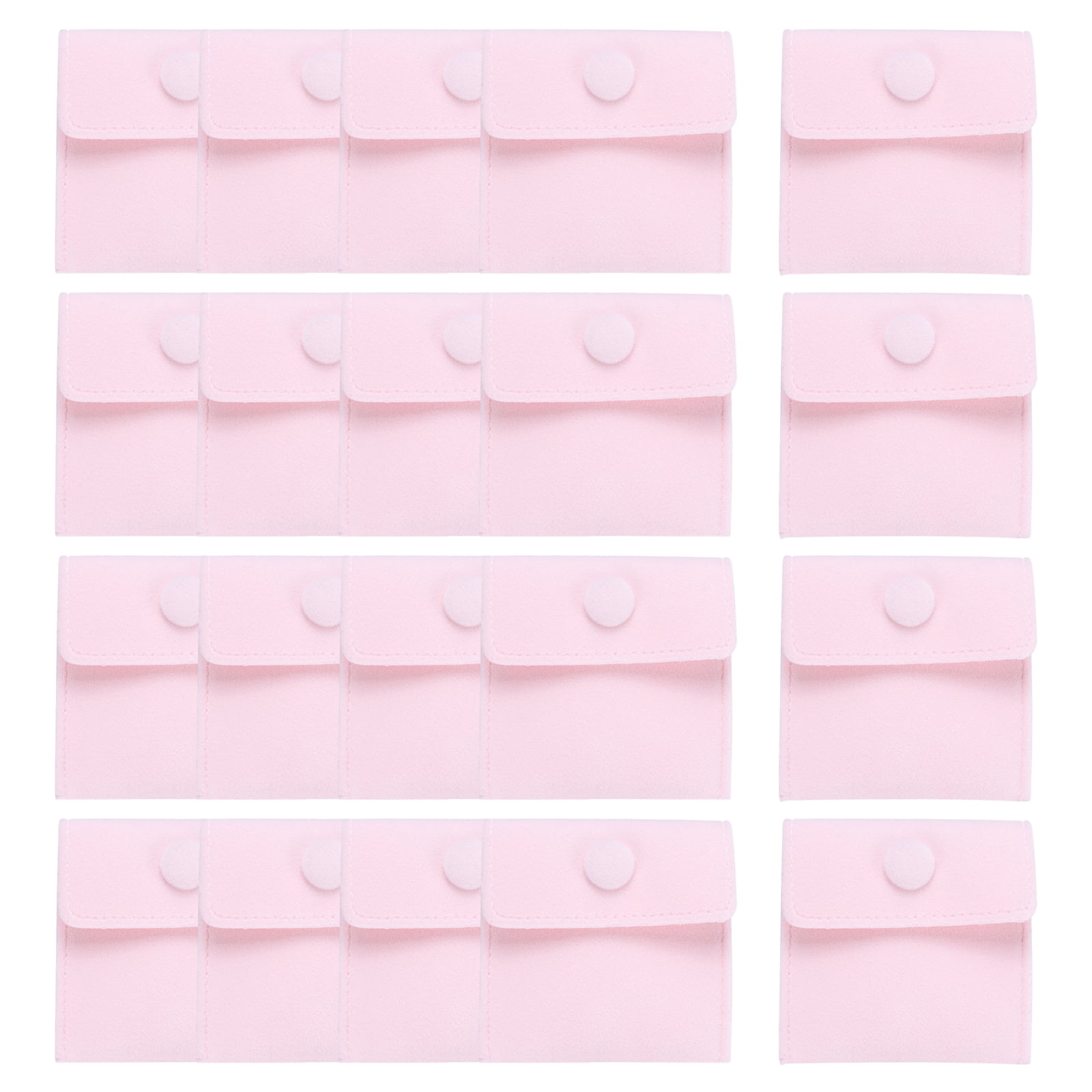 Unique Bargains Velvet Jewelry Pouches with Snap Button Jewelry Storage Bags 20Pcs Pink