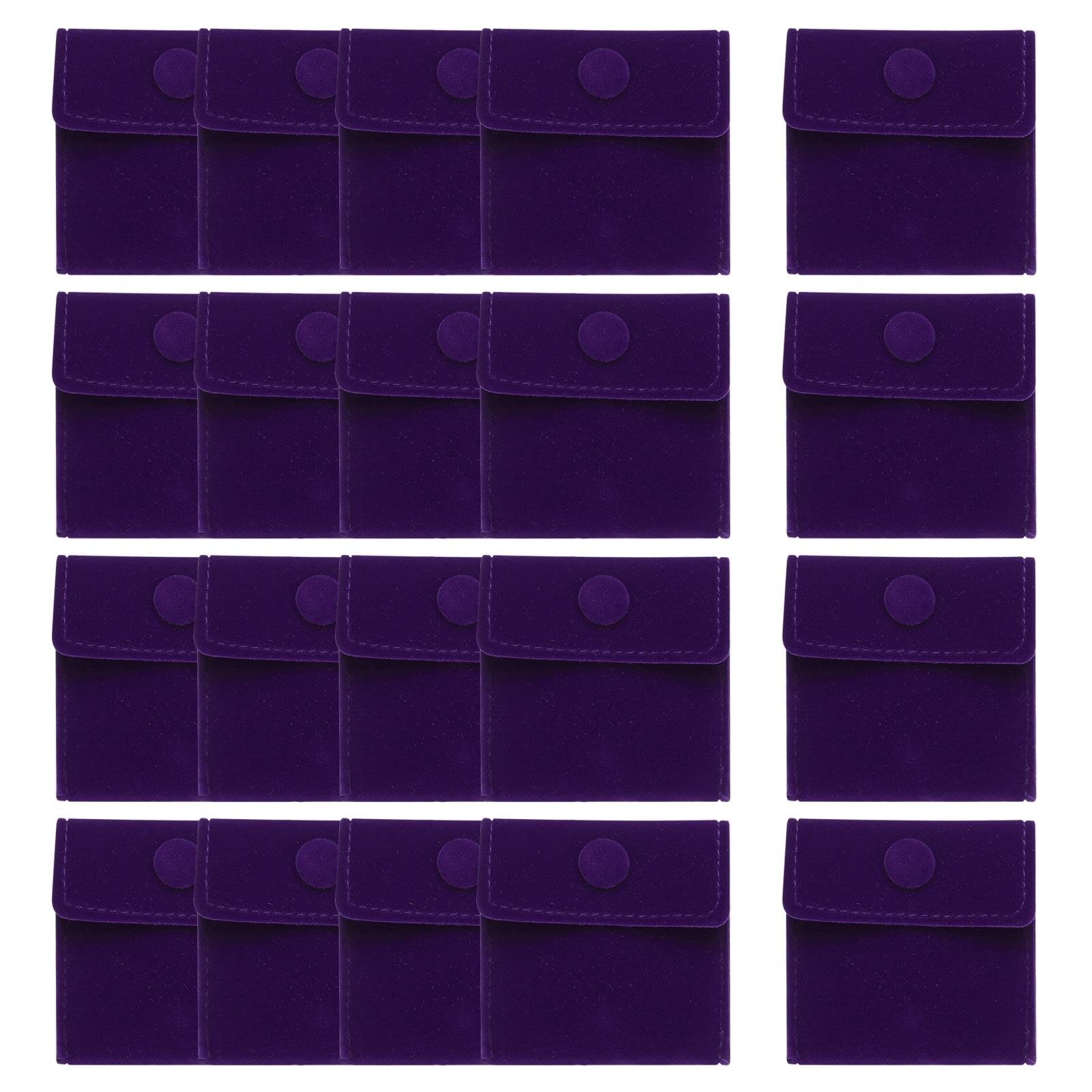 Unique Bargains Velvet Jewelry Pouches with Snap Button Jewelry Storage Bags 20Pcs Purple