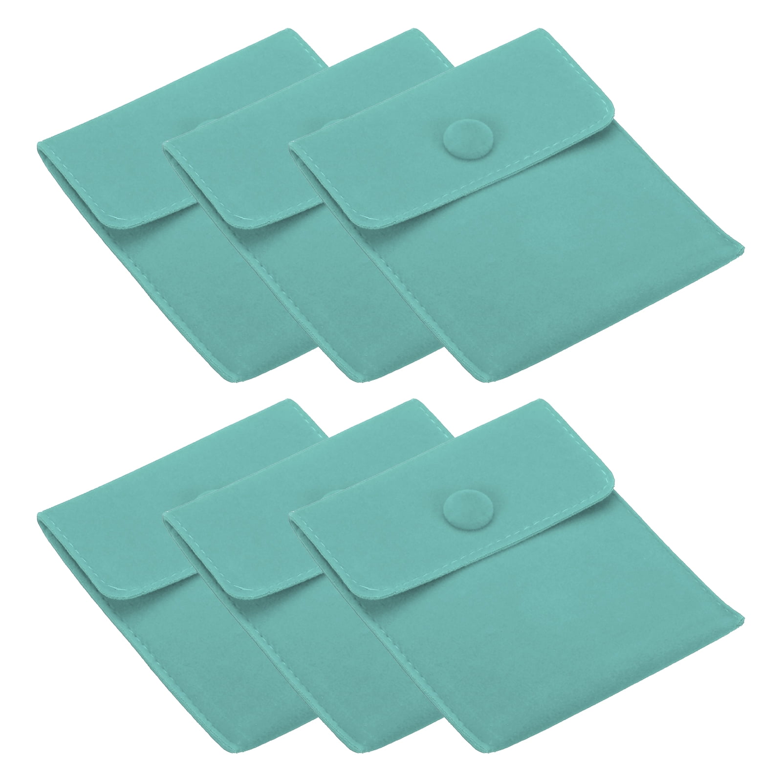 Unique Bargains Velvet Jewelry Pouches with Snap Button Light Green 3.94" x 3.35"