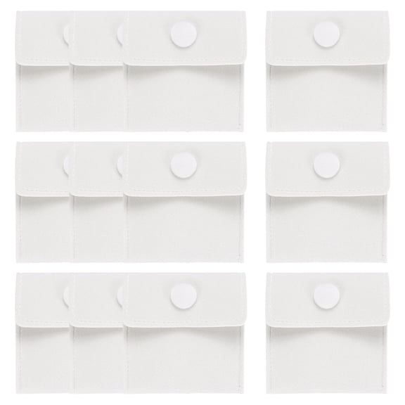 Unique Bargains Velvet Jewelry Pouches with Snap Button Soft Storage Bags 12Pcs Beige