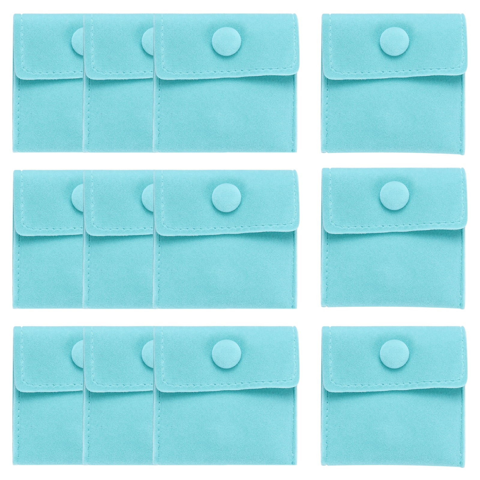 Unique Bargains Velvet Jewelry Pouches with Snap Button Soft Storage Bags 12Pcs Blue