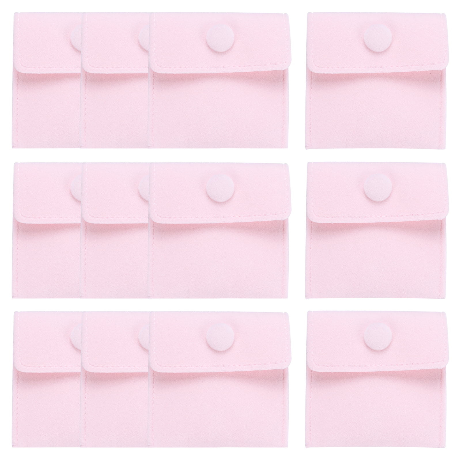 Unique Bargains Velvet Jewelry Pouches with Snap Button Soft Storage Bags 12Pcs Pink