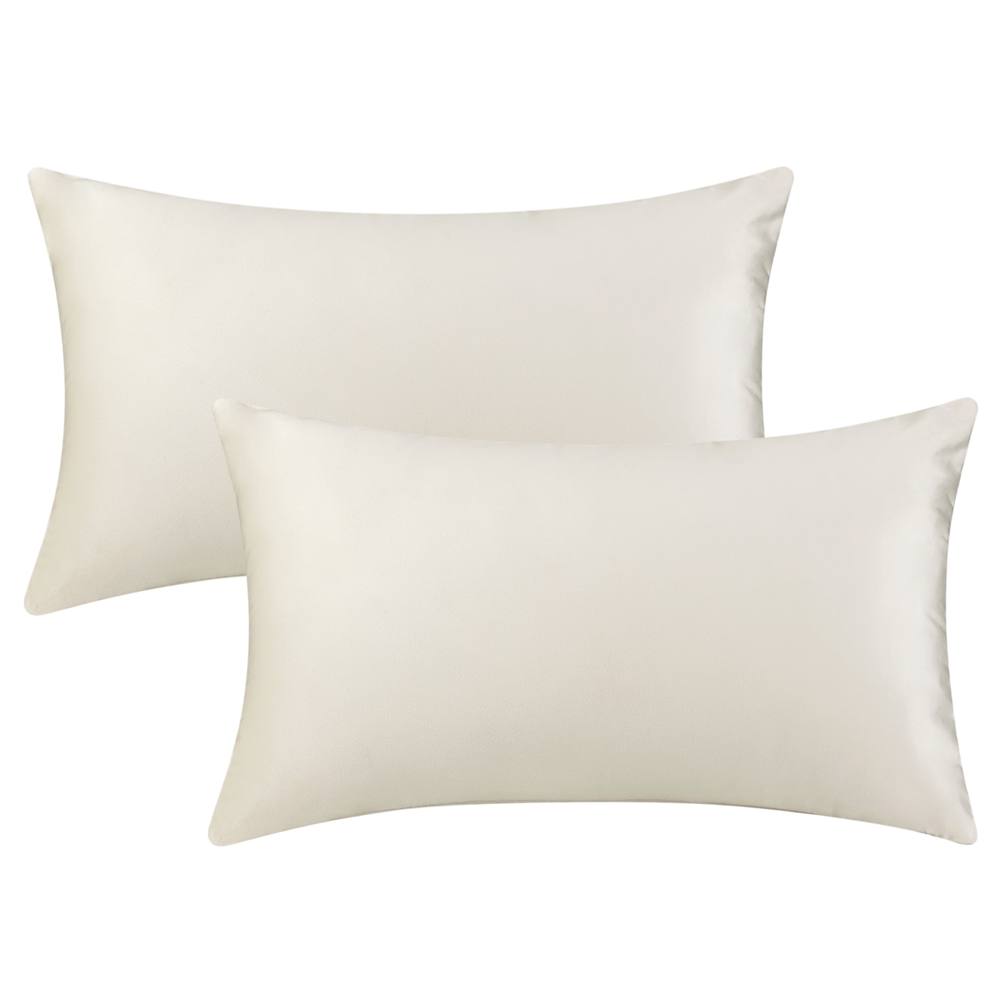 Unique Bargains Velvet Modern Zipper Cushion Decorative Throw Pillow Covers (2 Count) Beige 12" x 20"
