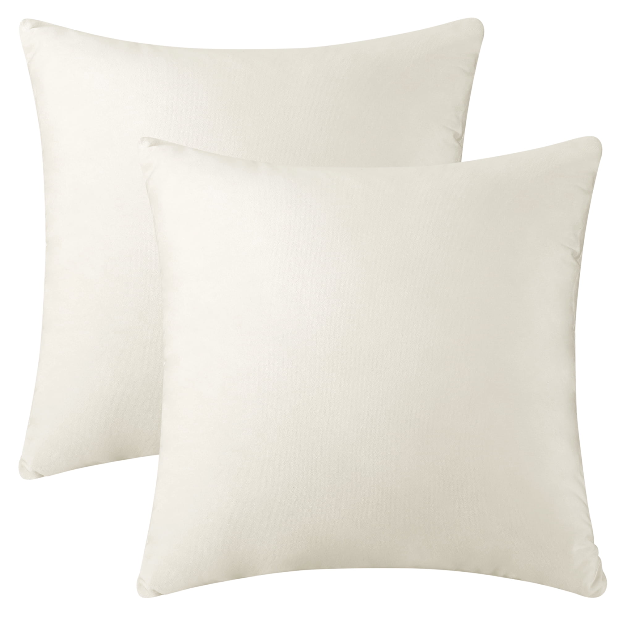 Unique Bargains Velvet Modern Zipper Cushion Decorative Throw Pillow Covers (2 Count) Beige 18" x 18"