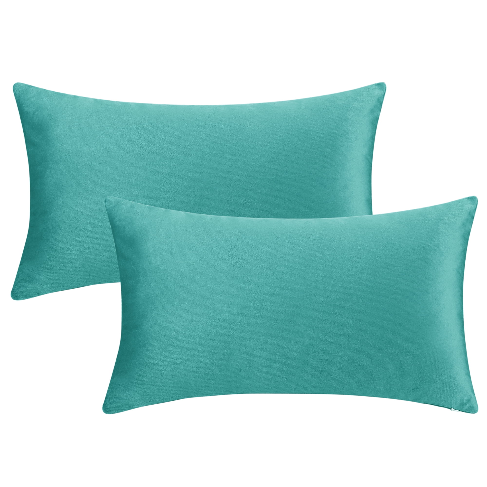 Unique Bargains Velvet Modern Zipper Cushion Decorative Throw Pillow Covers (2 Count) Light Blue 12" x 20"
