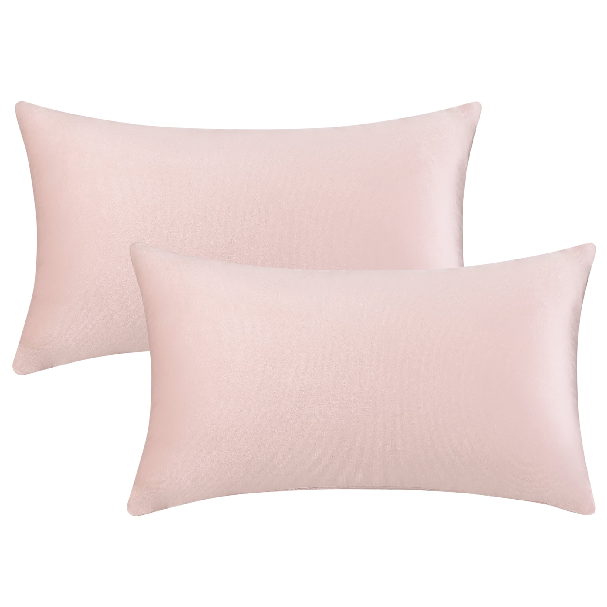 Unique Bargains Velvet Modern Zipper Cushion Decorative Throw Pillow Covers (2 Count) Pink 12" x 20"