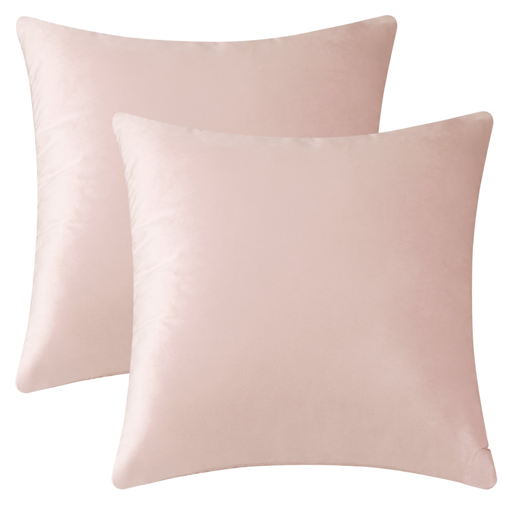 Unique Bargains Velvet Modern Zipper Cushion Decorative Throw Pillow Covers (2 Count) Pink 18" x 18"