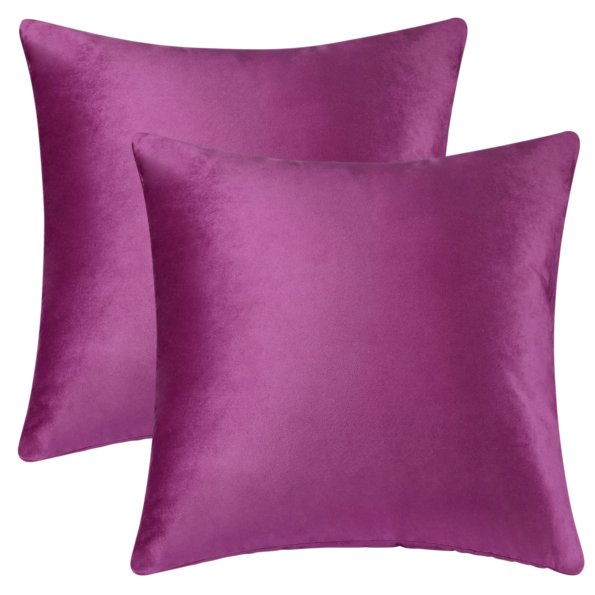 Unique Bargains Velvet Modern Zipper Cushion Decorative Throw Pillow Covers (2 Count) Purple 18" x 18"