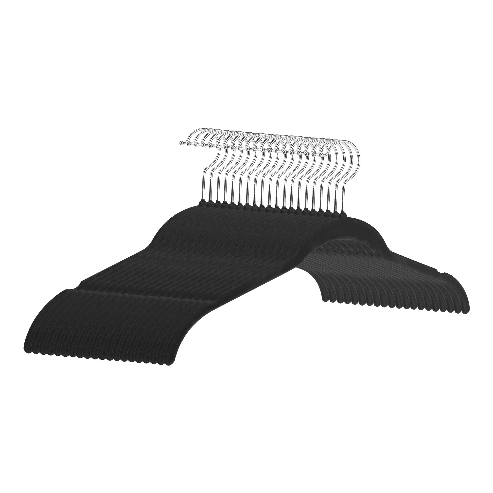 Unique Bargains Velvet Non-Slip Durable Space Saving Clothes Hangers 20 Packs Black