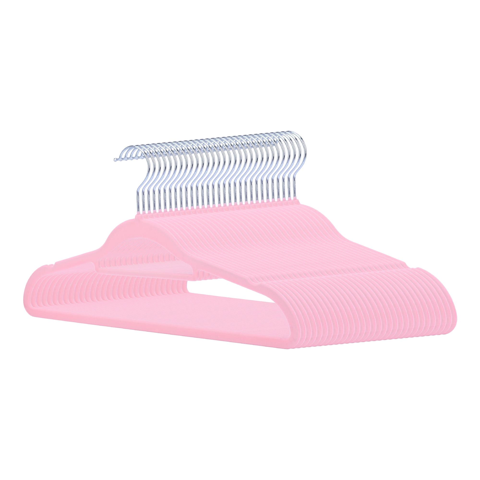 Unique Bargains Velvet Non-Slip Hangers Space Saving Clothes Hangers 30 Packs Pink