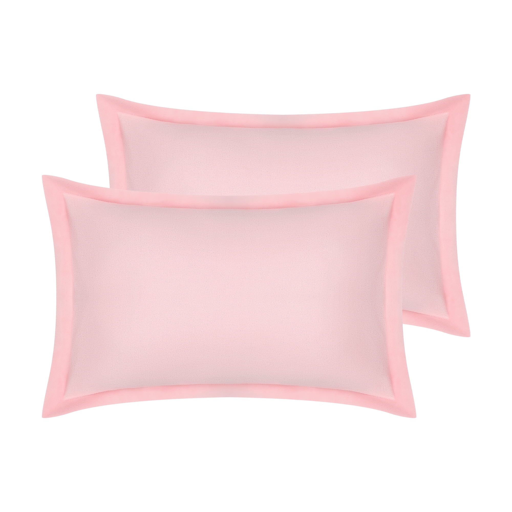 Unique Bargains Velvet Pillow Cases Pillow Covers with Zipper Closure 2pcs Queen Pink