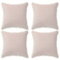 thumbnail image 1 of Unique Bargains Velvet Pillow Cover with Pompoms for Sofa 1PCS Pale Pink 20x20Inch, 1 of 8