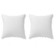 thumbnail image 1 of Unique Bargains Velvet Pillow Cover with Pompoms for Sofa 2PCS Snow White 20x20Inch, 1 of 8