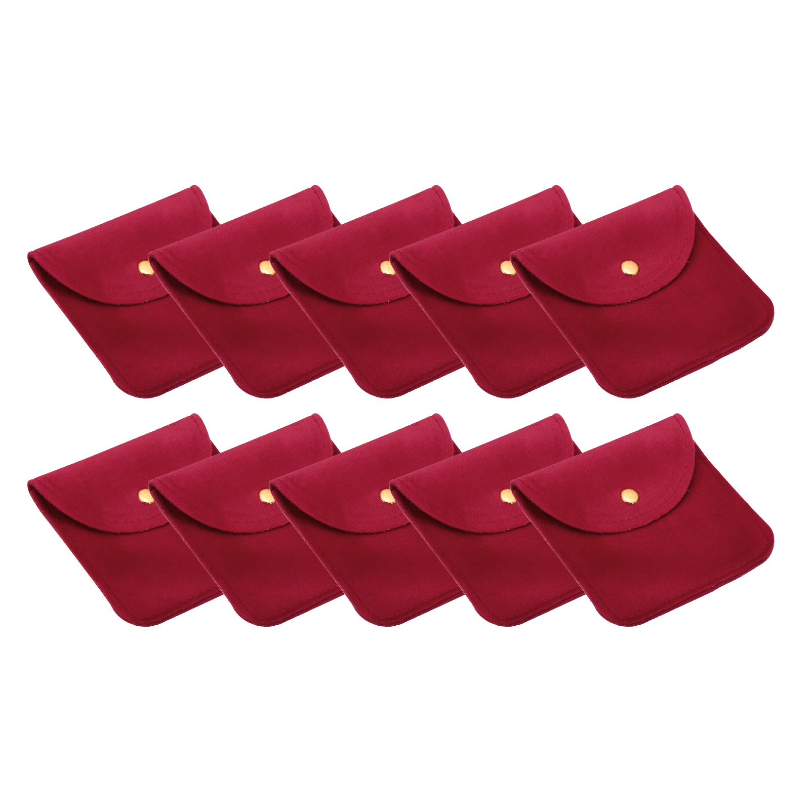 Unique Bargains Velvet Pouches with Snap Button for Jewelry Red 3.94" x 3.94"