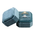 thumbnail image 1 of Velvet Ring Box for Proposal Engagement Wedding Ceremony Storage 2 Slots Peacock Green, 1 of 7