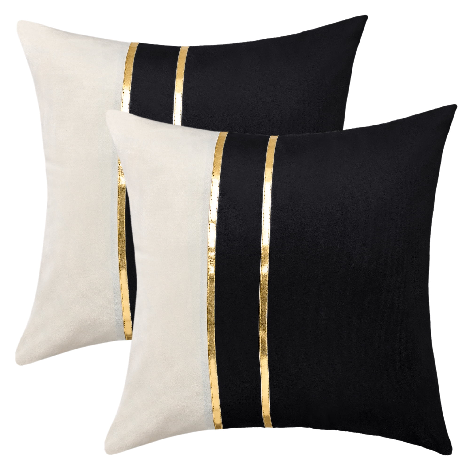 Unique Bargains Velvet Soft Square Pillow Covers Pack of 2 Black 18" x 18"