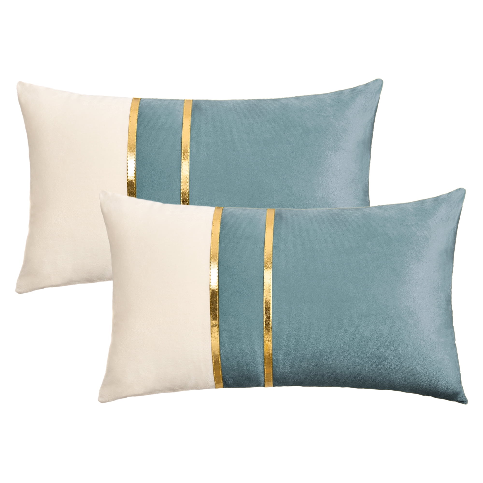 Unique Bargains Velvet Soft Square Pillow Covers Pack of 2 Blue 20" x 12"