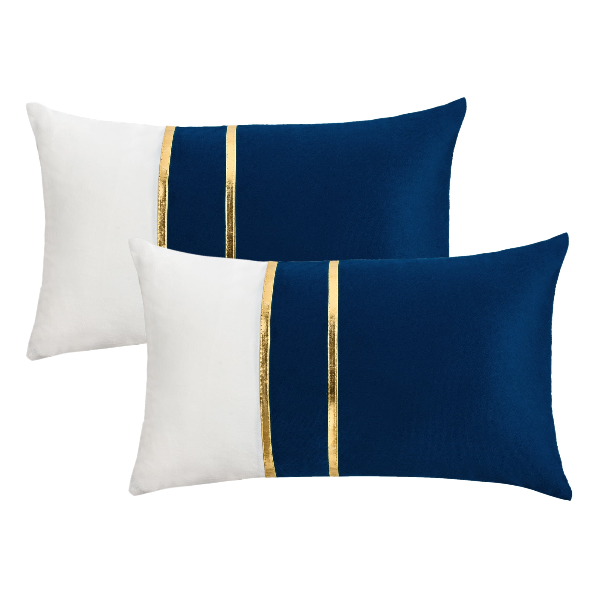 Unique Bargains Velvet Soft Square Pillow Covers Pack of 2 Dark Blue 20" x 12"