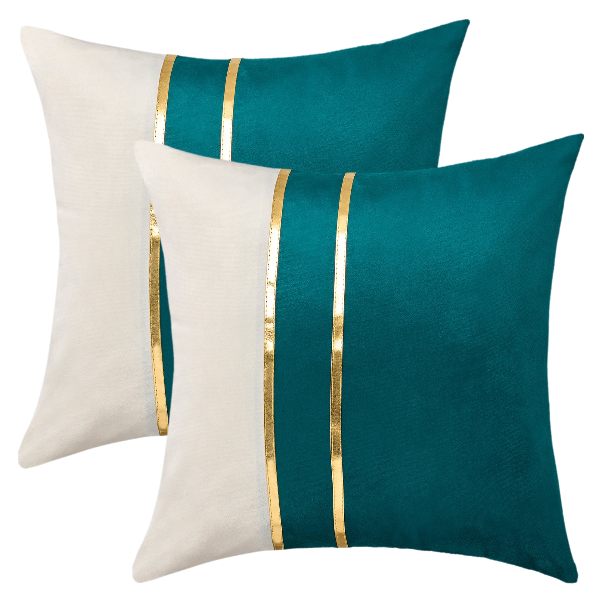 Unique Bargains Velvet Soft Square Pillow Covers Pack of 2 Green 18" x 18"