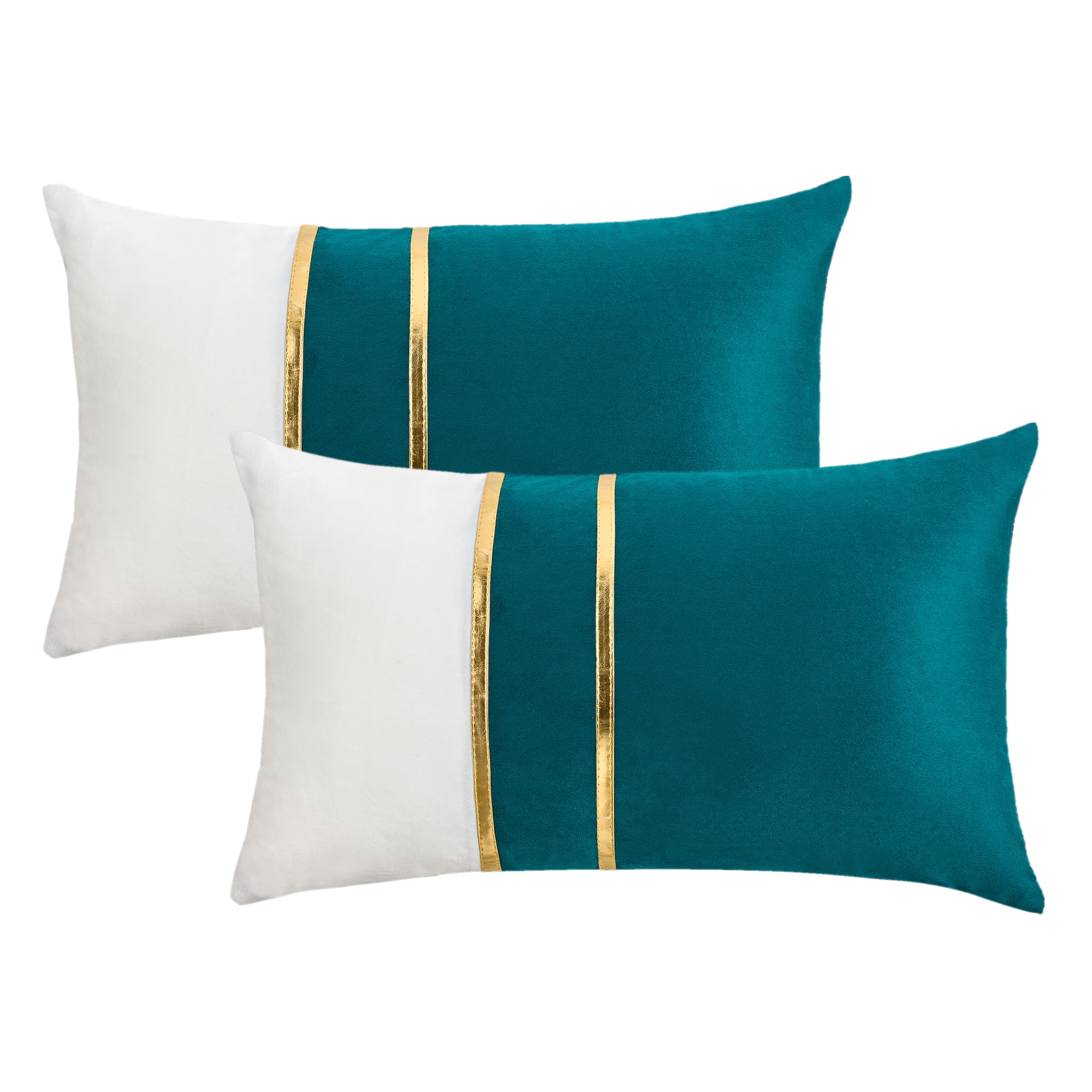 Unique Bargains Velvet Soft Square Pillow Covers Pack of 2 Green 20" x 12"