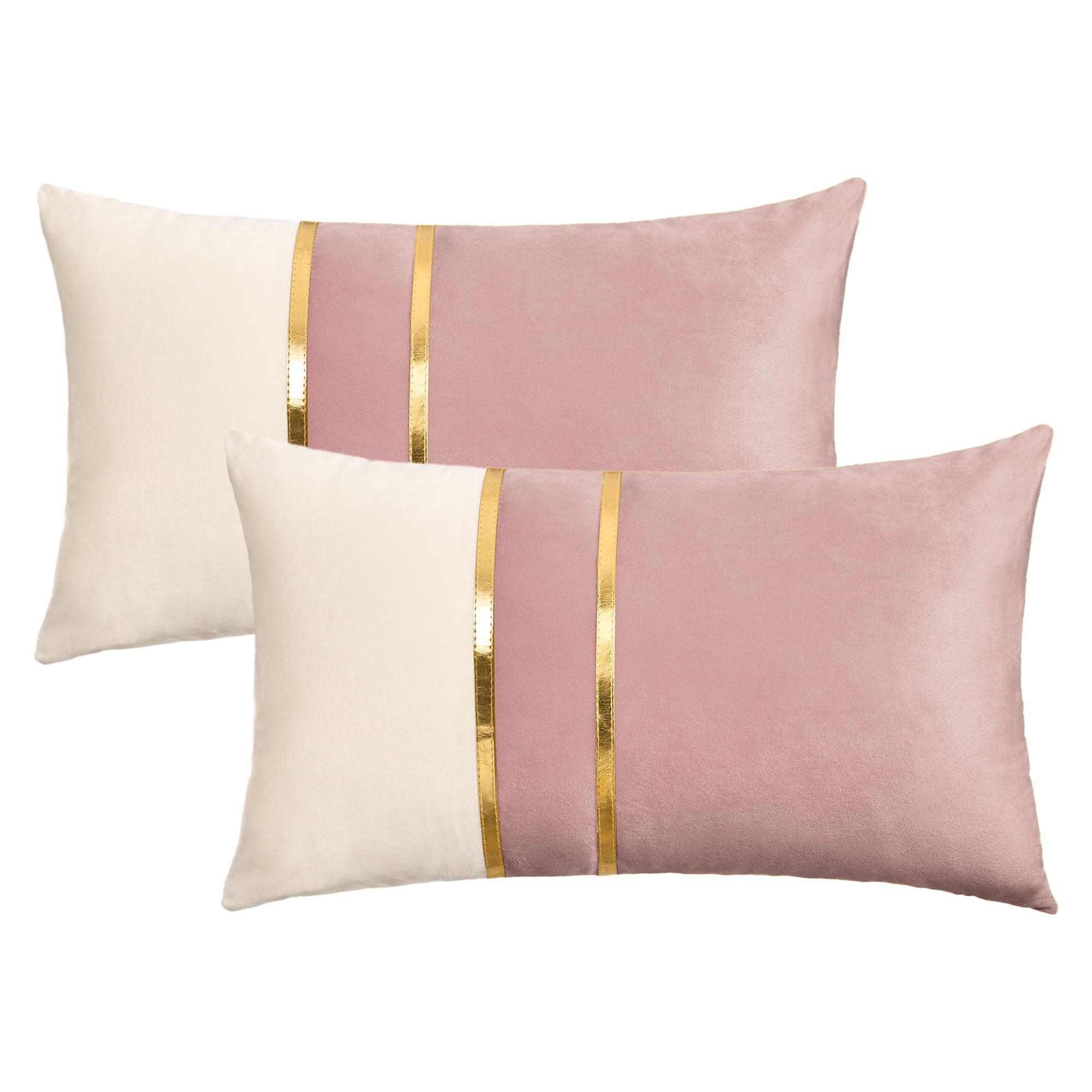 Unique Bargains Velvet Soft Square Pillow Covers Pack of 2 Pink 20" x 12"