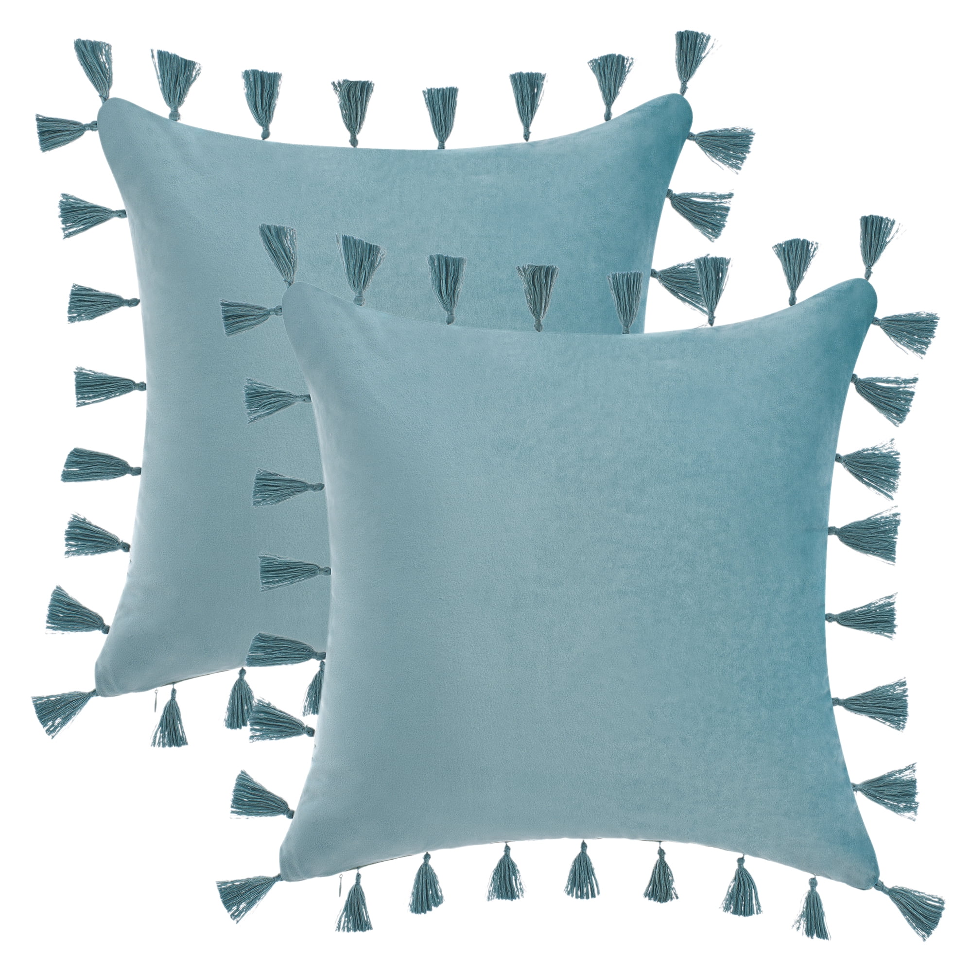 Unique Bargains Velvet Soft Throw Pillow Covers Pack of 2 Aqua Haze 18" x 18"