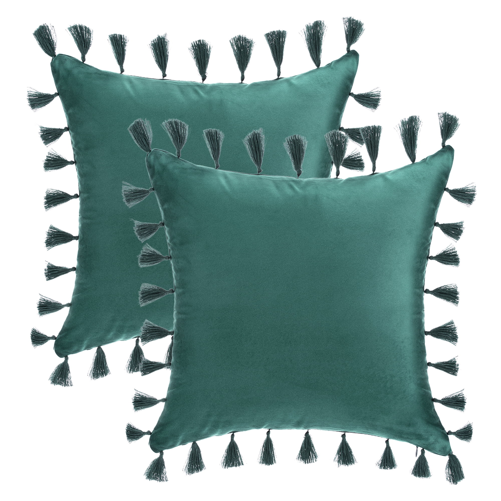 Unique Bargains Velvet Soft Throw Pillow Covers Pack of 2 Green 18" x 18"
