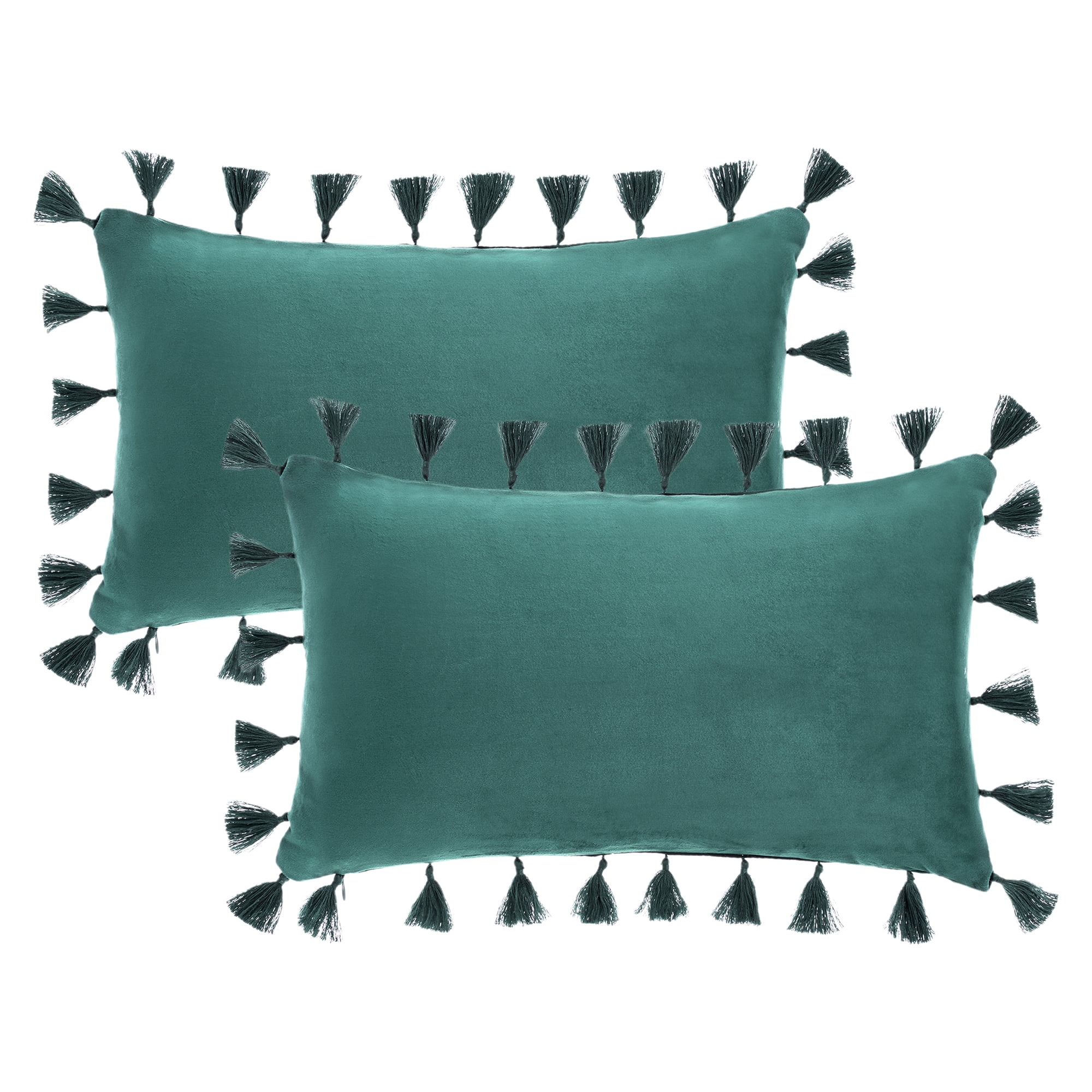 Unique Bargains Velvet Soft Throw Pillow Covers Pack of 2 Green 20" x 12"