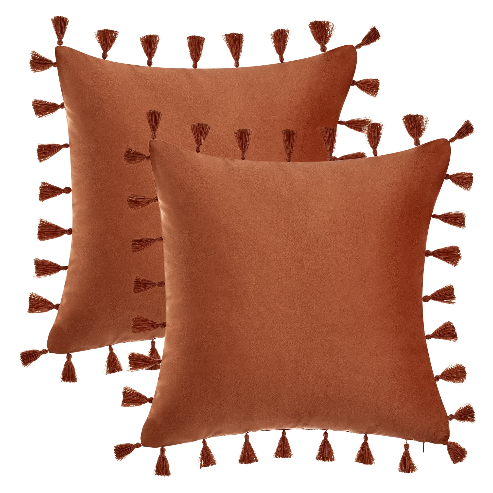 Unique Bargains Velvet Soft Throw Pillow Covers Pack of 2 Orange 18" x 18"