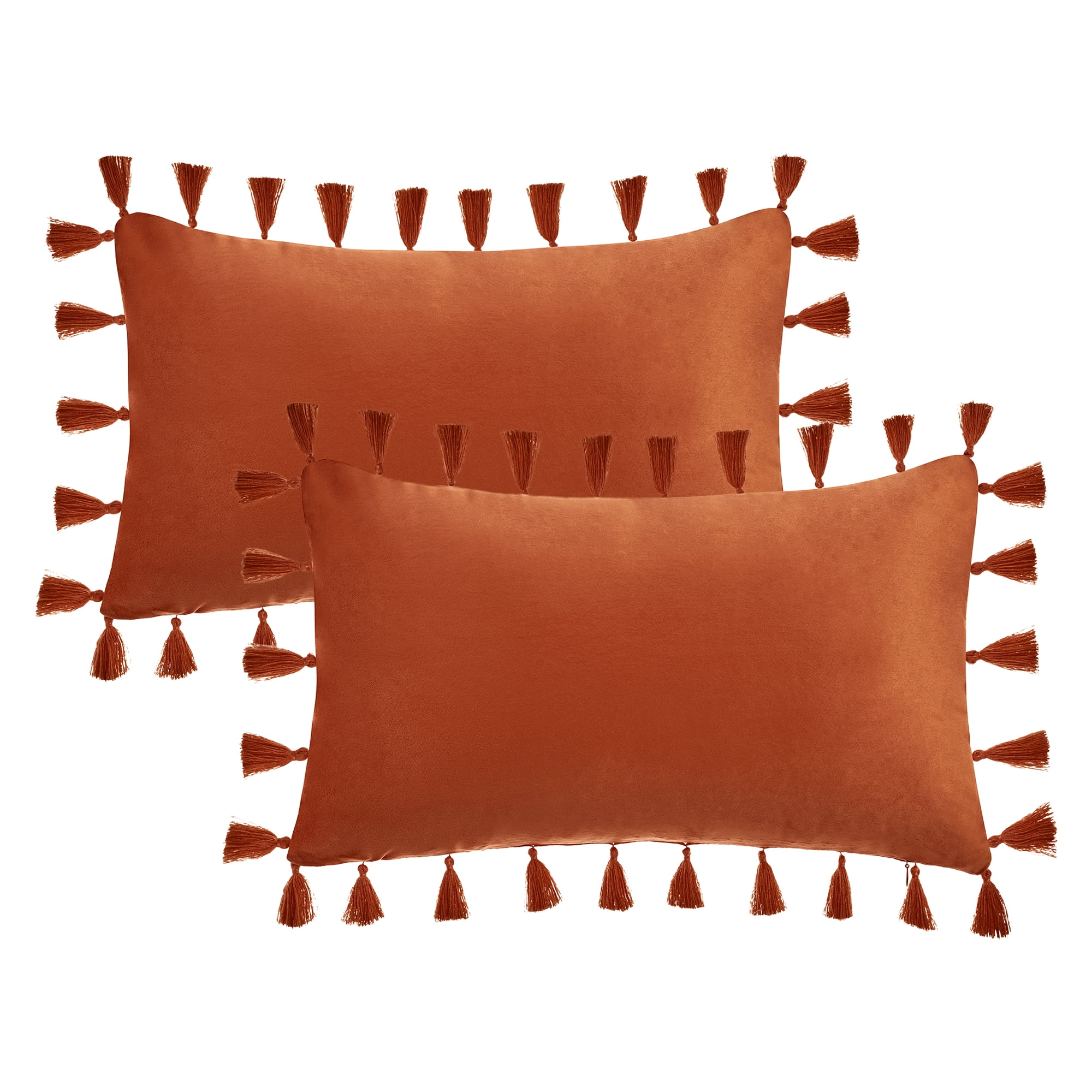 Unique Bargains Velvet Soft Throw Pillow Covers Pack of 2 Orange 20" x 12"