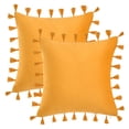 thumbnail image 1 of Unique Bargains Velvet Soft Throw Pillow Covers Pack of 2 Yellow 20" x 20", 1 of 6