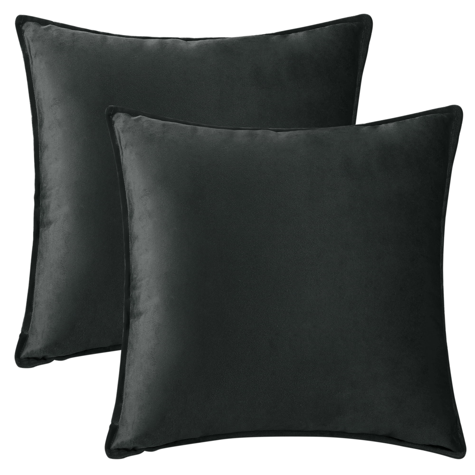 Unique Bargains Velvet Solid Throw Pillow Covers Decorative Cushion Covers (2 Count) Black 16" x 16"