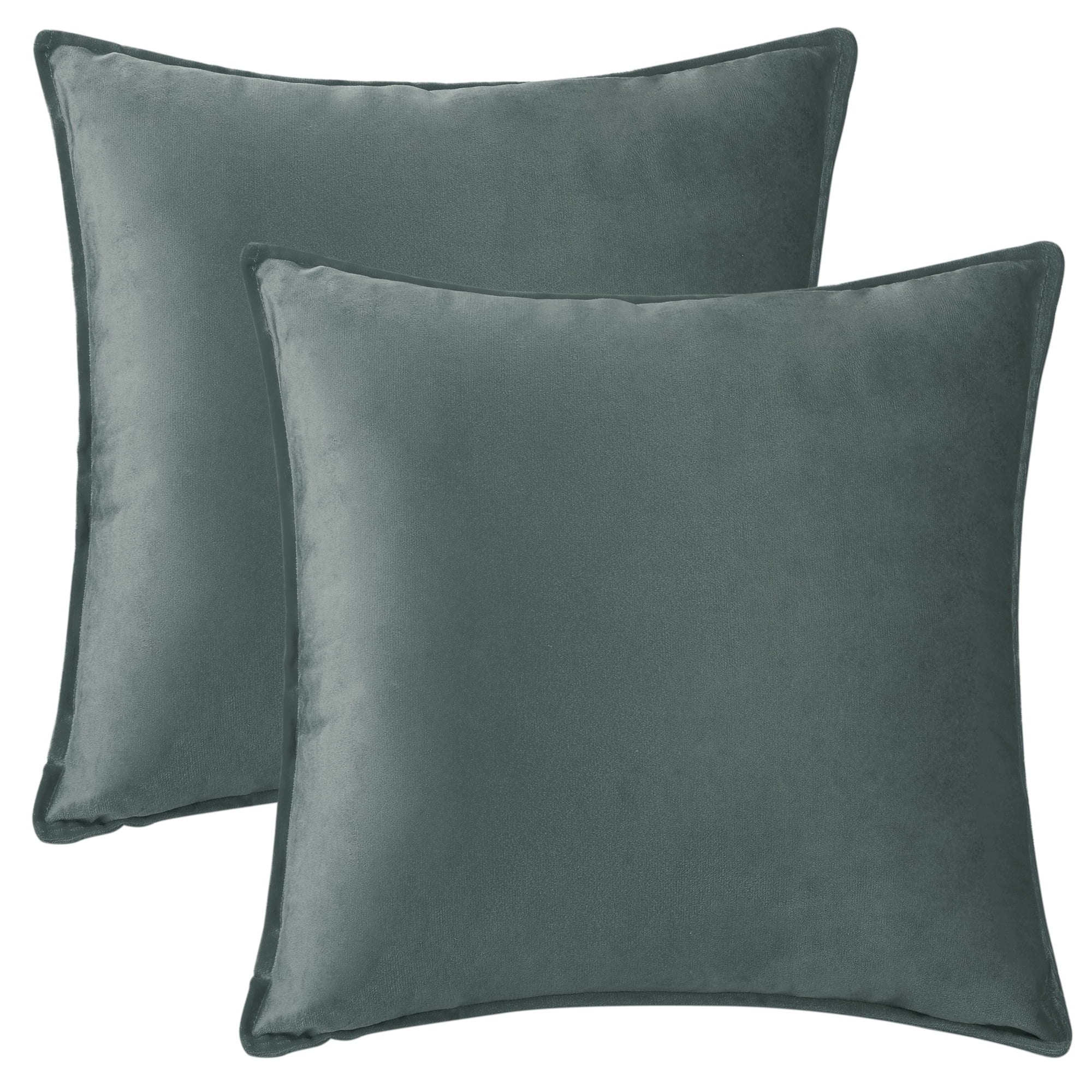 Unique Bargains Velvet Solid Throw Pillow Covers Decorative Cushion Covers (2 Count) Gray 16" x 16"