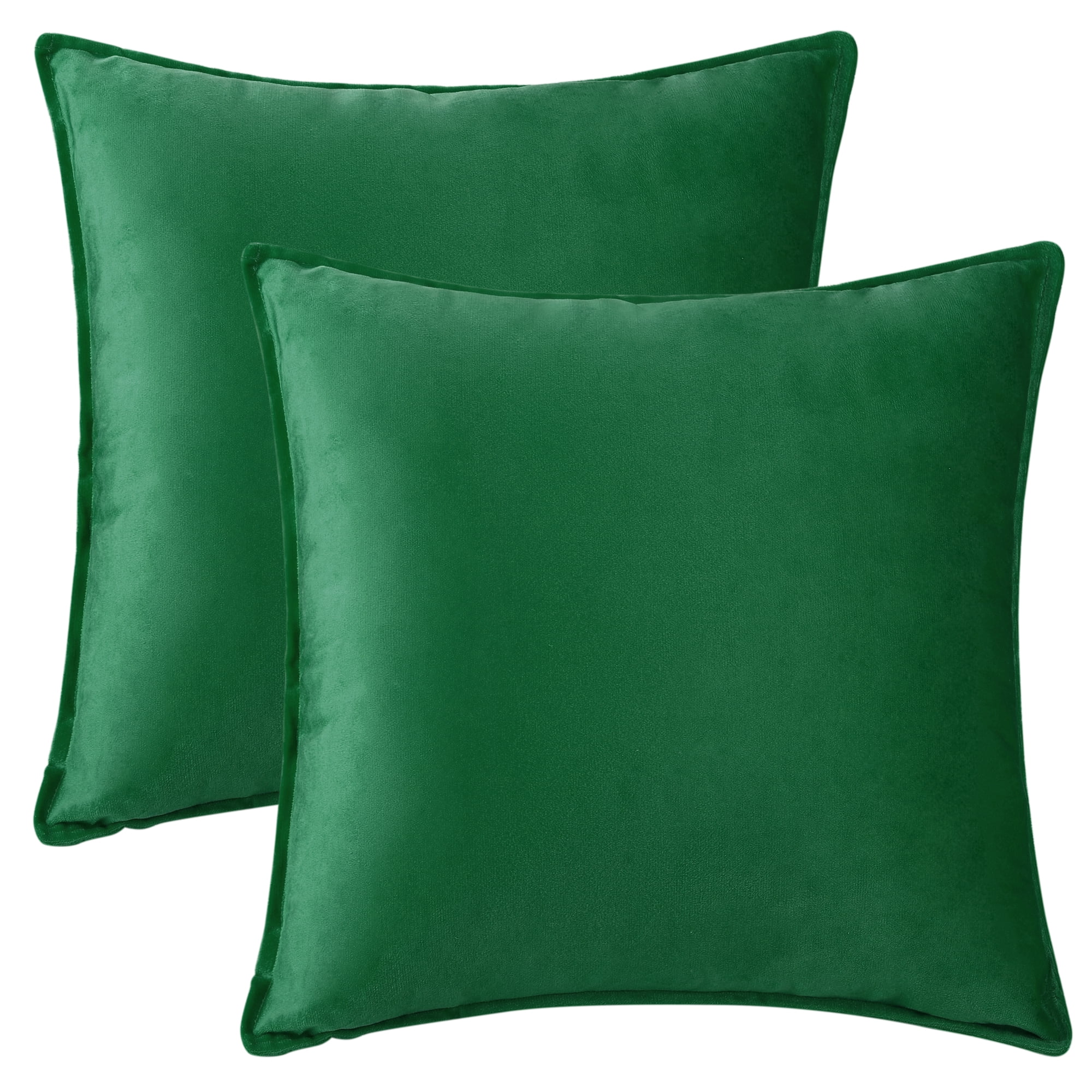 Unique Bargains Velvet Solid Throw Pillow Covers Decorative Cushion Covers (2 Count) Green 18" x 18"