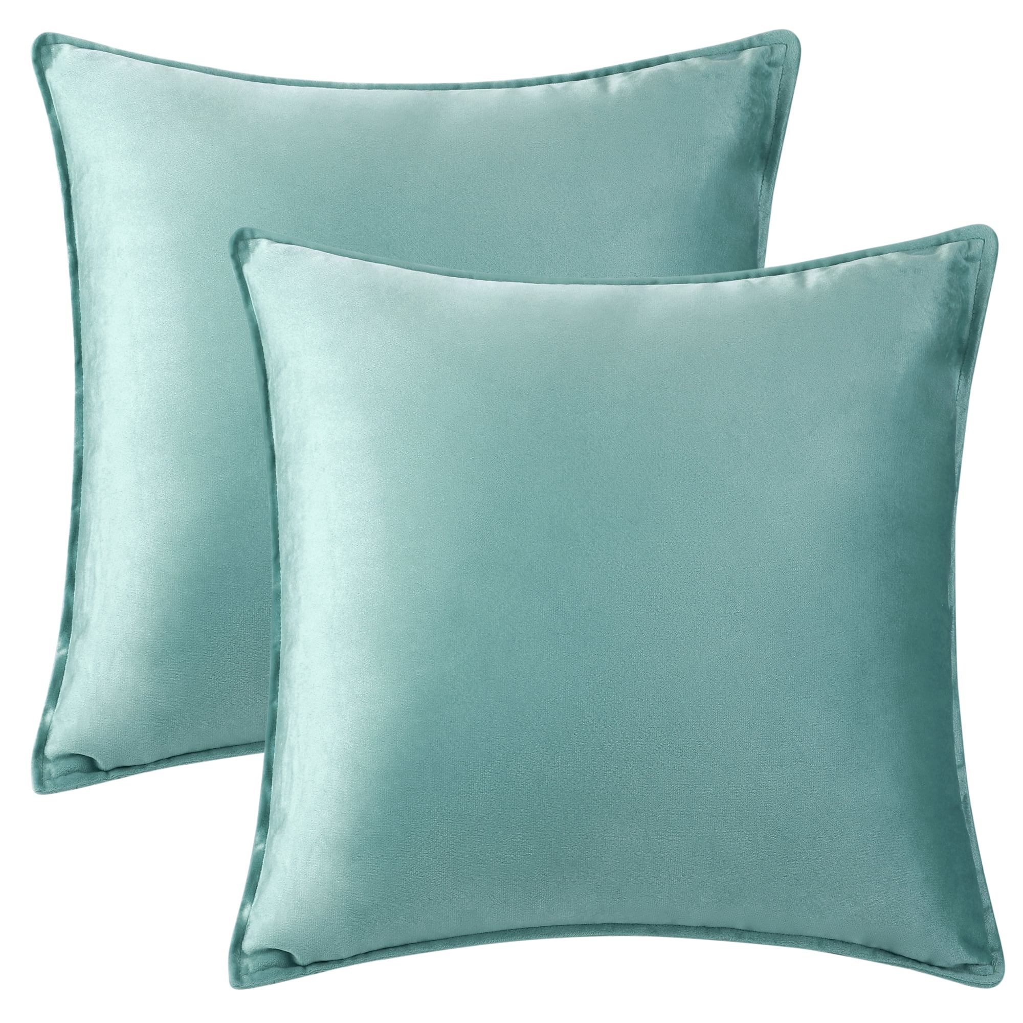 Unique Bargains Velvet Solid Throw Pillow Covers Decorative Cushion Covers (2 Count) Light Blue 16" x 16"