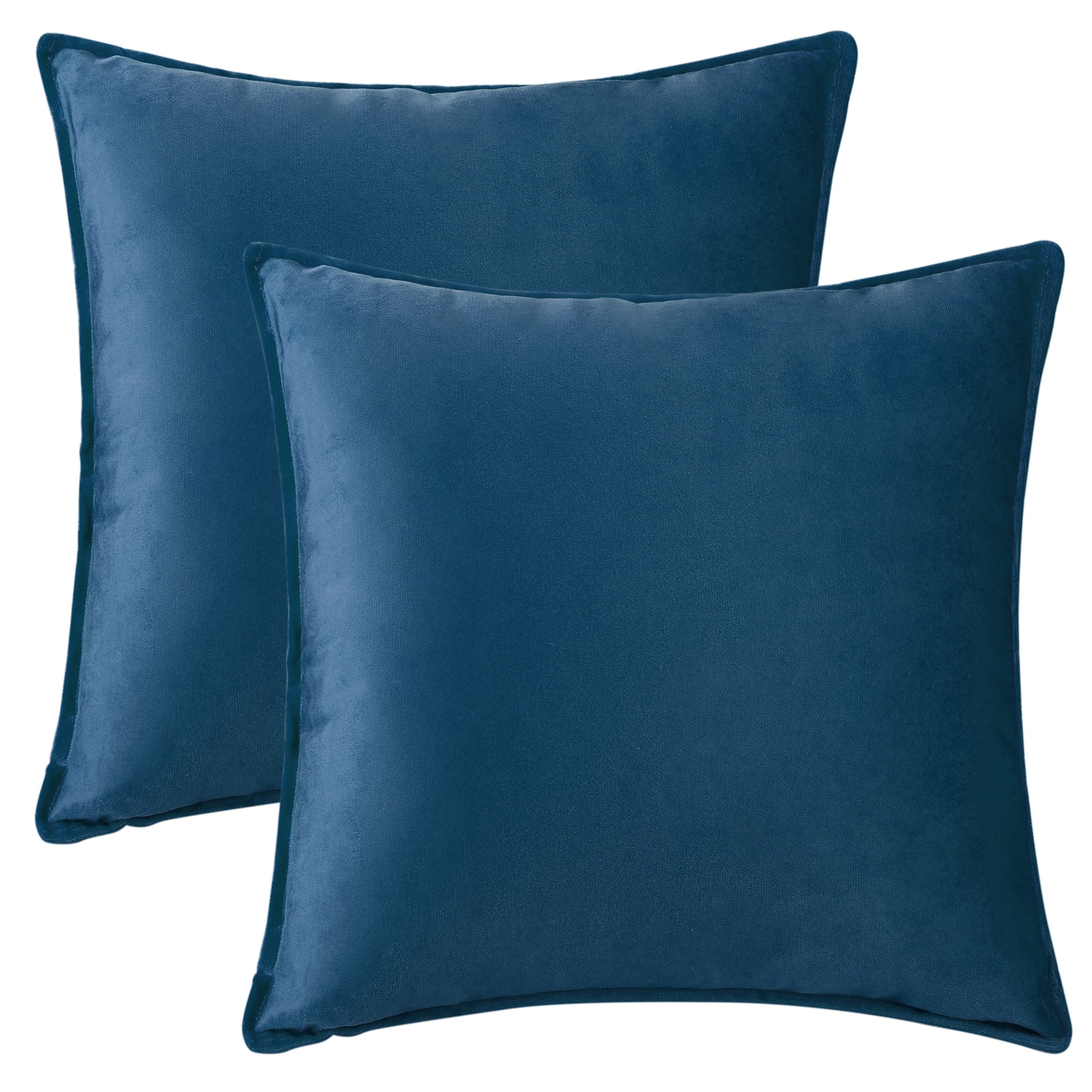 Unique Bargains Velvet Solid Throw Pillow Covers Decorative Cushion Covers (2 Count) Navy Blue 20" x 20"
