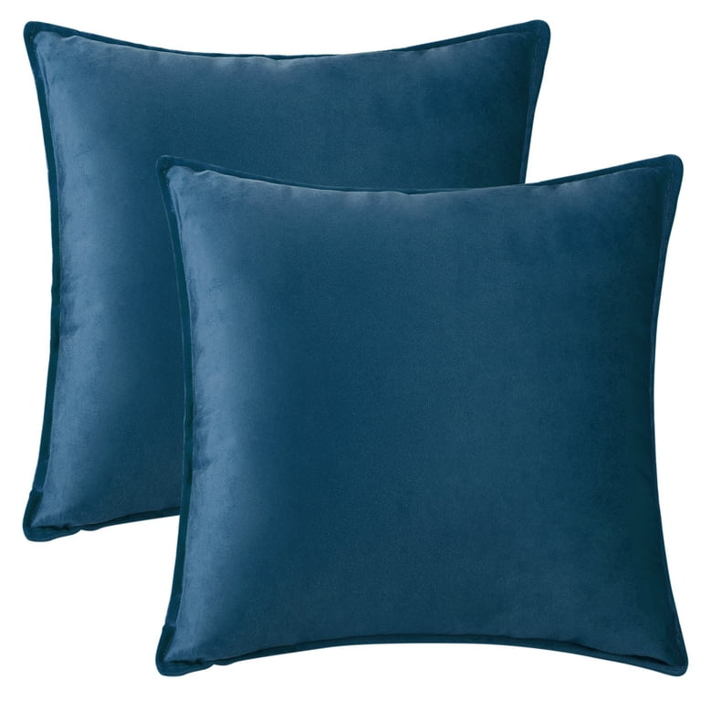 Unique Bargains Velvet Solid Throw Pillow Covers Decorative Cushion Covers 2 Count Navy Blue 20 inch x 20 inch