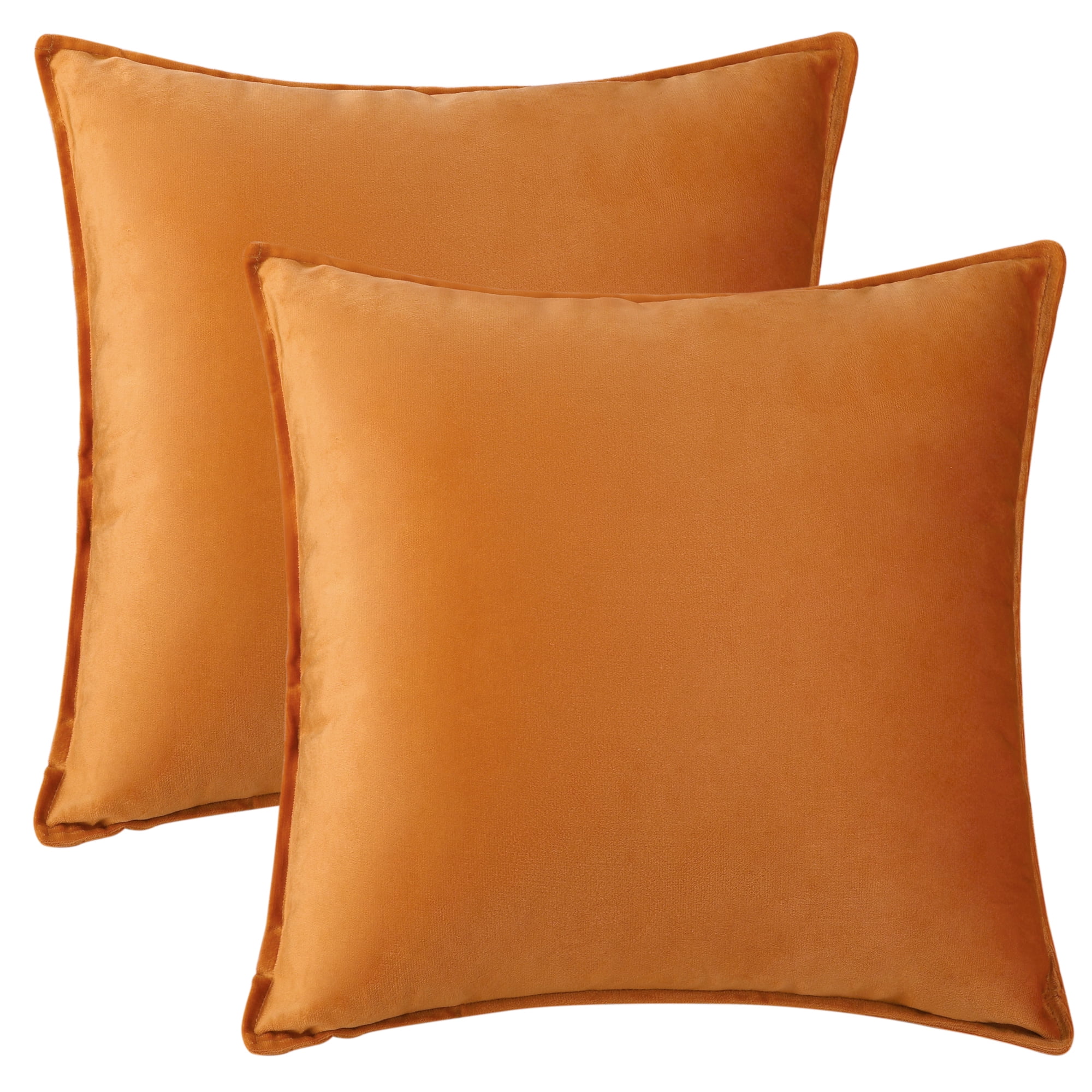 Unique Bargains Velvet Solid Throw Pillow Covers Decorative Cushion Covers (2 Count) Orange 20" x 20"