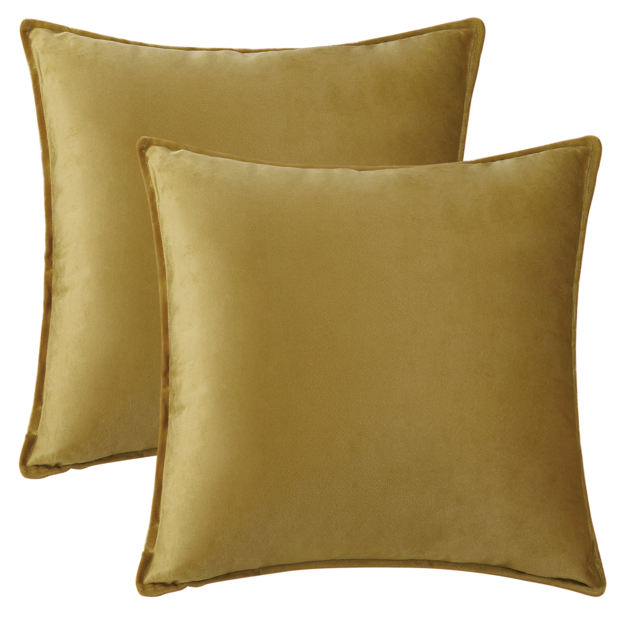 Unique Bargains Velvet Solid Throw Pillow Covers Decorative Cushion Covers (2 Count) Yellow 16" x 16"
