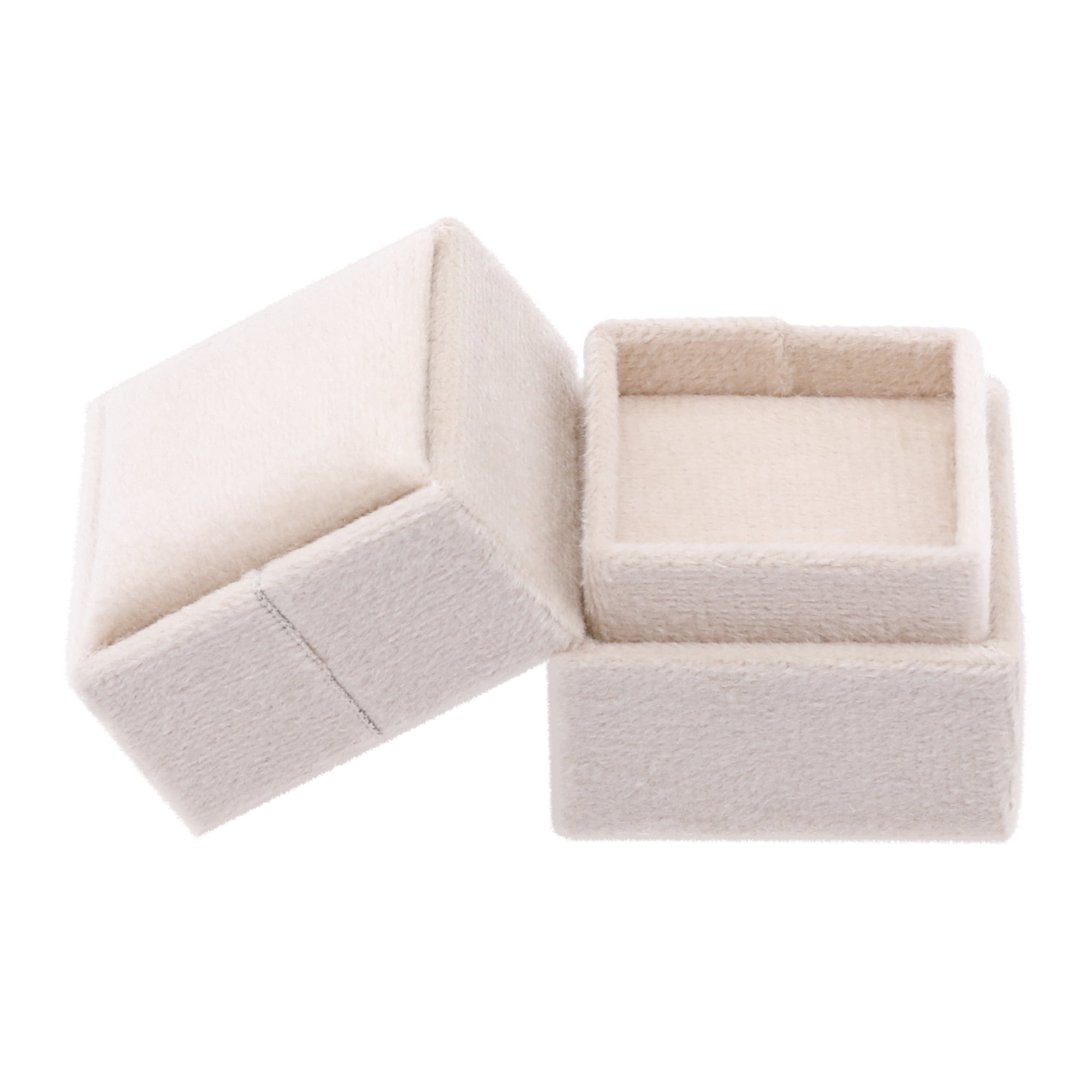 Unique Bargains Velvet Square Ring Box Jewelry Storage for Proposal Beige