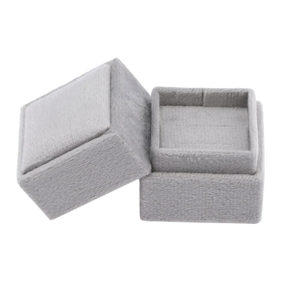 Unique Bargains Velvet Square Ring Box Jewelry Storage for Proposal Gray