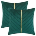 thumbnail image 1 of Unique Bargains Velvet Throw Pillow Cover with Gold Striped Cushion Dark Green 18" x 18", 1 of 6