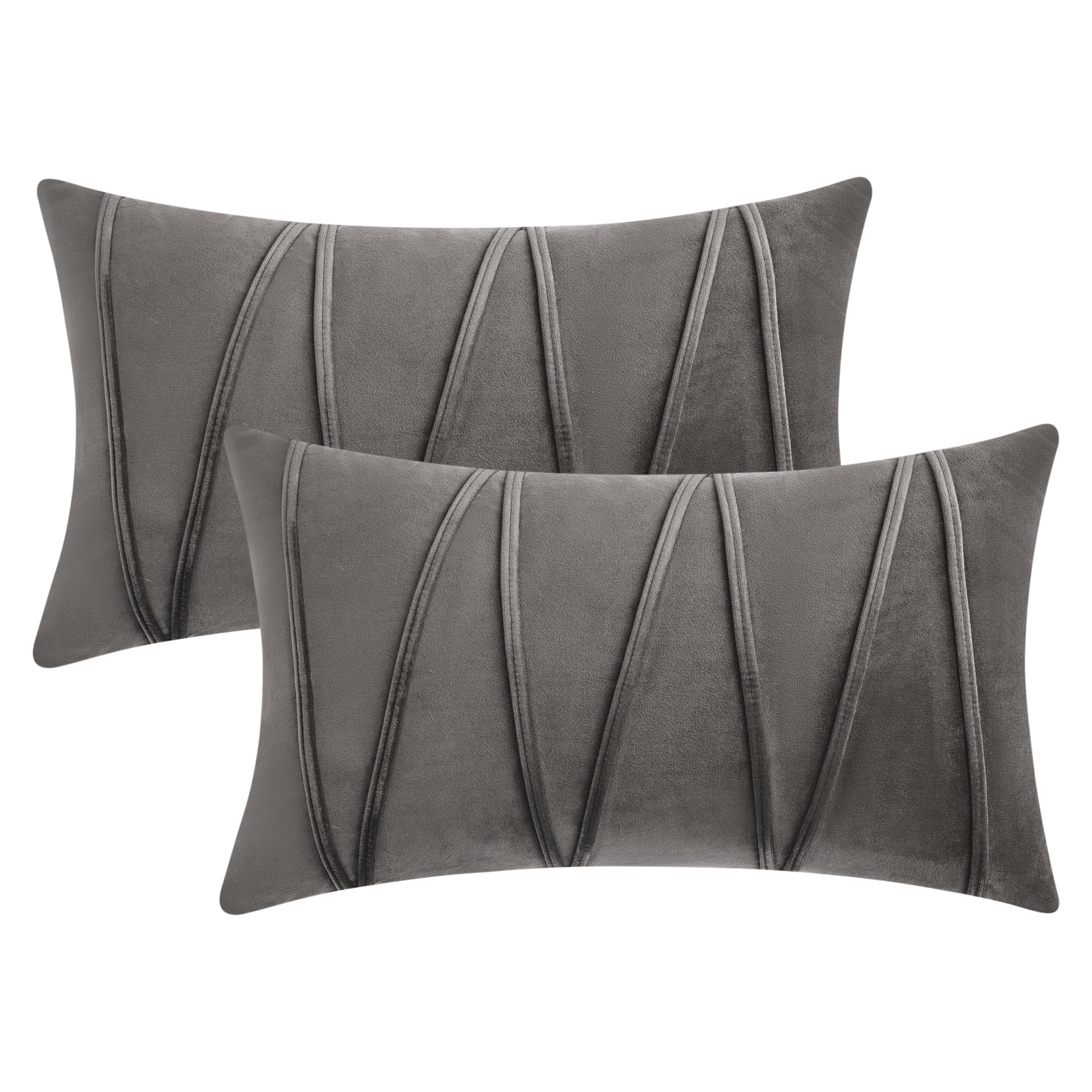 Unique Bargains Velvet Throw Pillow Covers Set of 2 Square Cushion Grey 12" x 20"