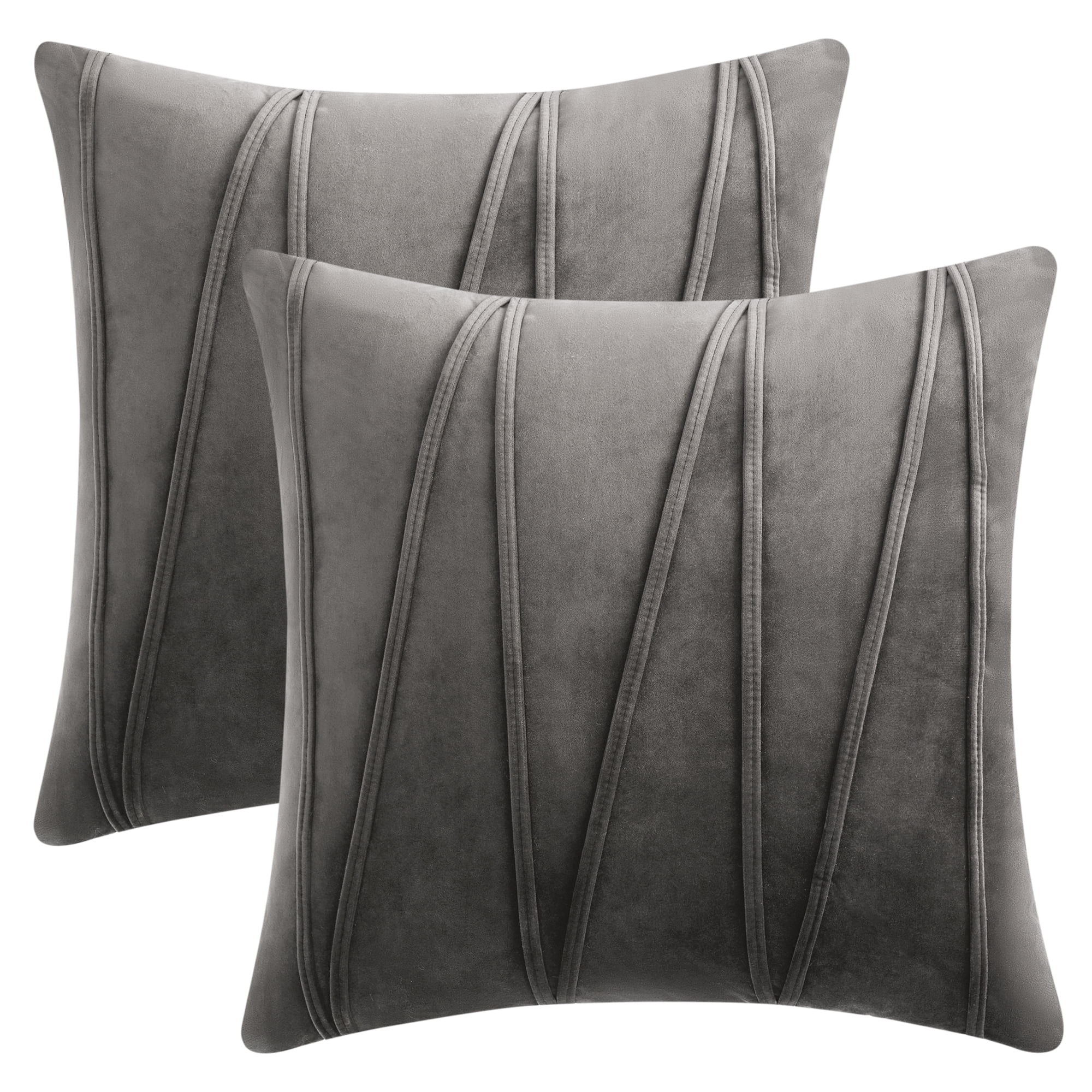 Unique Bargains Velvet Throw Pillow Covers Set of 2 Square Cushion Grey 18" x 18"